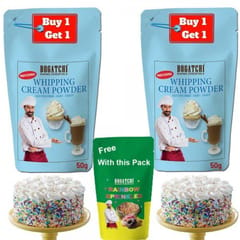 BOGATCHI Whipping Cream for cake - 50g, Buy 1 Get 1 + FREE Rainbow Sprinkler(25g)