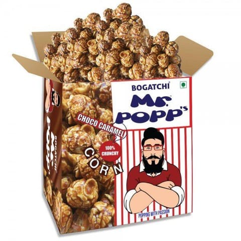 BOGATCHI Mr.POPP's Chocolate Crunchy Caramel Gourmet Popcorn,  Anniversary Gift, 375g + FREE Happy Anniversary Greeting Card