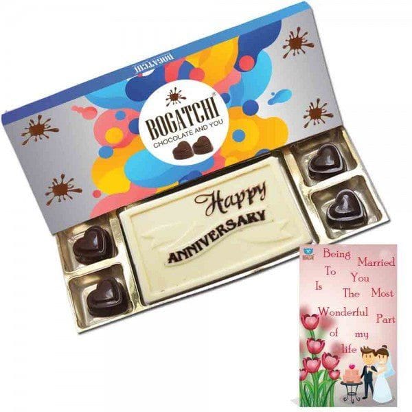 BOGATCHI  Anniversary Gifts, white chocolate Bar 110gm, with free greeting card