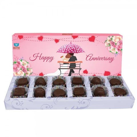 BOGATCHI Chocolates Happy Anniversary Heart Chocolates Box,10 pcs + Free Happy Anniversary Card + Free Fur Heart