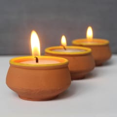 Craftlipi-Terracotta "HANDI" Candles Set of 15