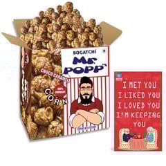 BOGATCHI  Mr.POPP's Chocolate Crunchy Caramel Gourmet Popcorn, Anniversary Gift for Parents, 375g + FREE Happy Anniversary Greeting Card