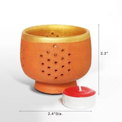 Craftlipi-TUB Terracotta Tea Light Holder Set of 6 + 12 HD Candles FREE