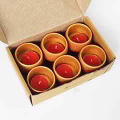 Craftlipi-TUB Terracotta Tea Light Holder Set of 6 + 12 HD Candles FREE