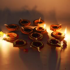 Craftlipi-Motiff Diya : Diwali Special - Set Of 12 Diyas & Cotton Wicks
