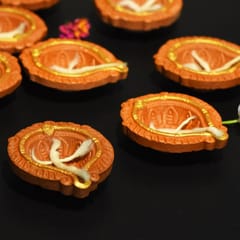 Craftlipi-Motiff Diya : Diwali Special - Set Of 12 Diyas & Cotton Wicks