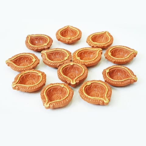 Craftlipi-Motiff Diya : Diwali Special - Set Of 12 Diyas & Cotton Wicks