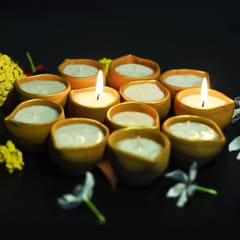 Craftlipi-Traditional Little Diya Wax Filled Candles set of 12
