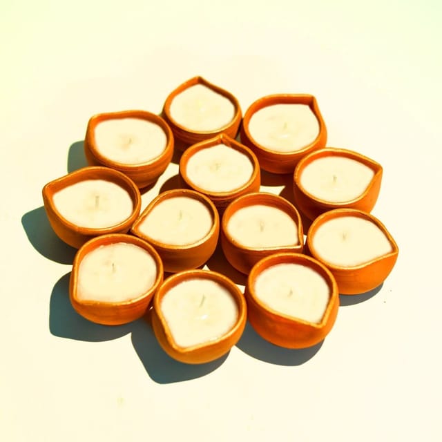 Craftlipi-Traditional Little Diya Wax Filled Candles set of 12