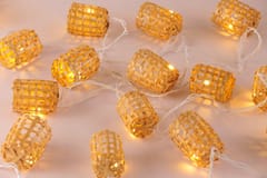 Geru Bamboo Eco-Friendly Handmade Fairy Light /Festive Decorative Light Glass Design Natural