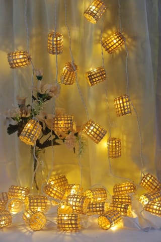 Geru Bamboo Eco-Friendly Handmade Fairy Light /Festive Decorative Light Glass Design Natural