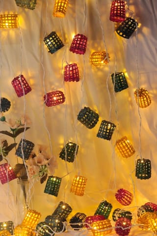 Geru Bamboo Eco-Friendly Handmade Fairy Light /Festive Decorative Light Glass Design MultiColor