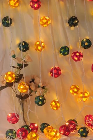 Geru Bamboo Eco-Friendly Handmade Fairy /Festive Decorative Light Ball Shape Design Multicolor