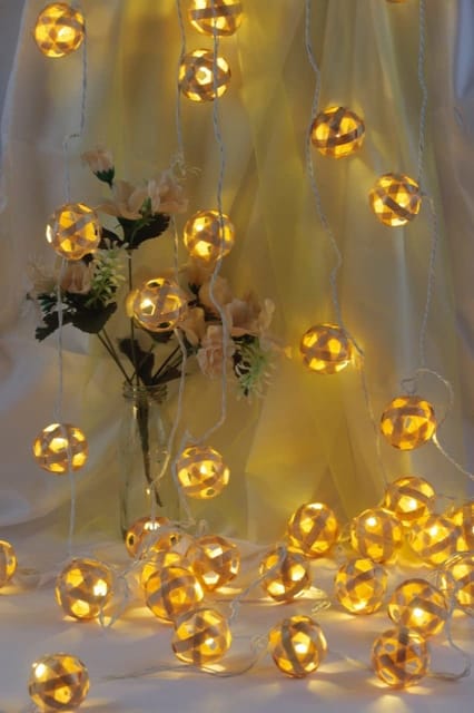 Geru Bamboo Eco-Friendly Handmade Fairy /Festive Decorative Light Ball Design Natural