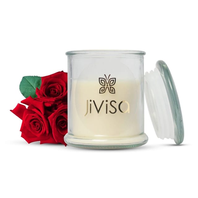 JiViSa-Rose Soy Wax Glass Jar Candle
