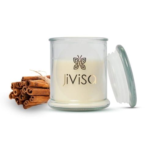 JiViSa-Cinnamon Soy Wax Glass Jar Candle