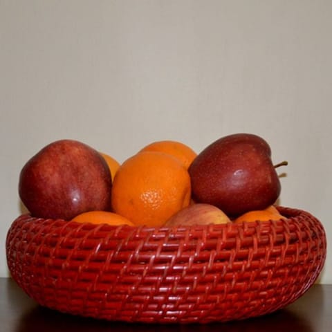 Dharini Cane Fruit Basket (Red)