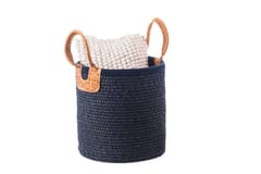 India Craft Art - Natural Jute Storage Basket- Black | Medium