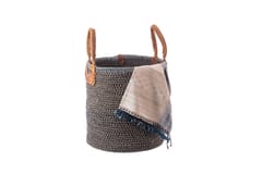 India Craft Art - Natural Jute Basket- Black & White | Large