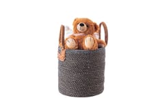 India Craft Art - Natural Jute Basket- Black & White | Medium