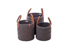 India Craft Art - Natural Jute Multipurpose Storage Basket- Black & White | Small