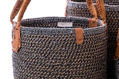 India Craft Art - Natural Jute Multipurpose Storage Basket- Black & White | Small
