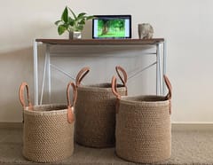 India Craft Art - Natural Jute Multipurpose Storage Basket | Medium