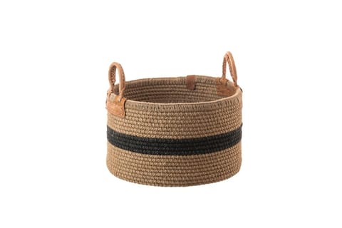 India Craft Art - Natural Jute Multipurpose Laundry with Black Stripe Basket