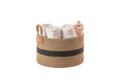 India Craft Art - Natural Jute Multipurpose Laundry with Black Stripe Basket