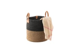 India Craft Art - Natural Jute + Black Multipurpose Basket