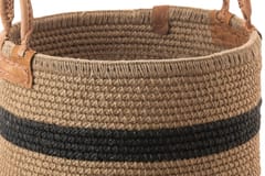 India Craft Art - Natural Jute Multipurpose Laundry with Black Stripe Basket