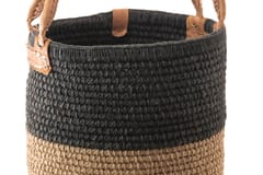 India Craft Art - Natural Jute + Black Multipurpose Basket