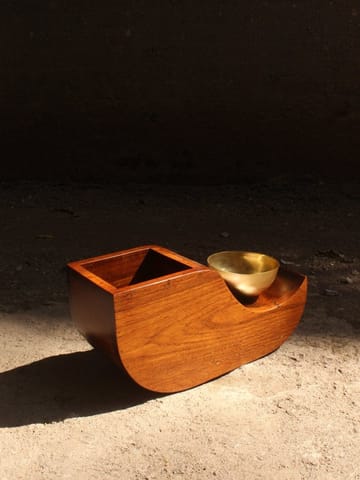 Studio Indigene - Dvi - Teak Wood & Brass Planter