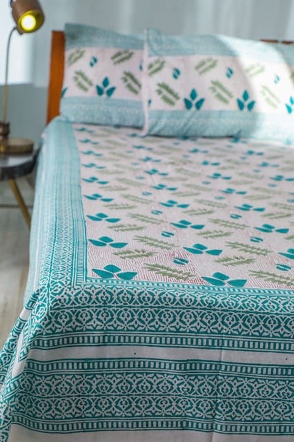 SootiSyahi 'Vibrant Essence' Handblock Printed Cotton Bedsheet