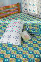 SootiSyahi 'Rainbow Cassata' Handblock Printed Cotton Bedsheet