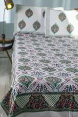 SootiSyahi 'Valley of Blooms' Handblock Printed Cotton Bedsheet