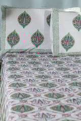 SootiSyahi 'Valley of Blooms' Handblock Printed Cotton Bedsheet