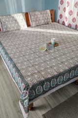 SootiSyahi 'Vatika' Handblock Printed Cotton Bedsheet