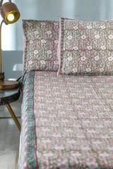 SootiSyahi 'Vatika' Handblock Printed Cotton Bedsheet
