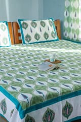 SootiSyahi 'Four Seasons' Handblock Printed Cotton Bedsheet