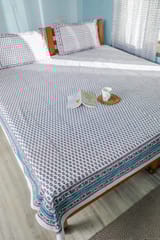 Sootisyahi 'Floral Dots' Handblock Printed Cotton Bedsheet