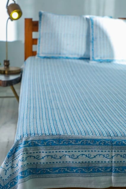 SootiSyahi 'Vertical Garden' Handblock Printed Cotton Bedsheet