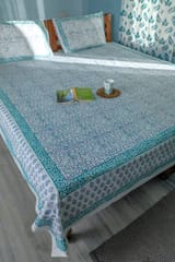 SootiSyahi 'Tales of Fly' Handblock Printed Cotton Bedsheet