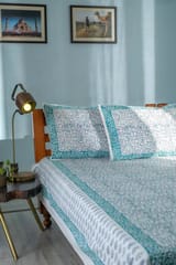 SootiSyahi 'Tales of Fly' Handblock Printed Cotton Bedsheet