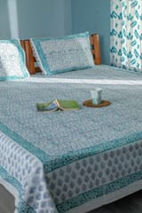 SootiSyahi 'Tales of Fly' Handblock Printed Cotton Bedsheet