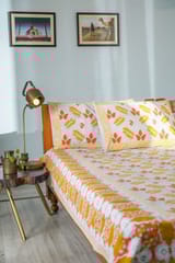 SootiSyahi 'Red Leaves' Handblock Printed Cotton Bedsheet