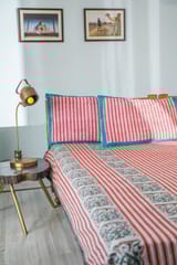 SootiSyahi 'Traditional Environs' Handblock Printed Cotton Bedsheet