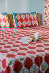 SootiSyahi 'Floral Arch' Handblock Printed Cotton Bedsheet