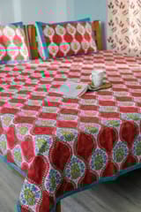 SootiSyahi 'Floral Arch' Handblock Printed Cotton Bedsheet