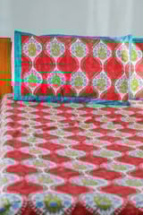 SootiSyahi 'Floral Arch' Handblock Printed Cotton Bedsheet